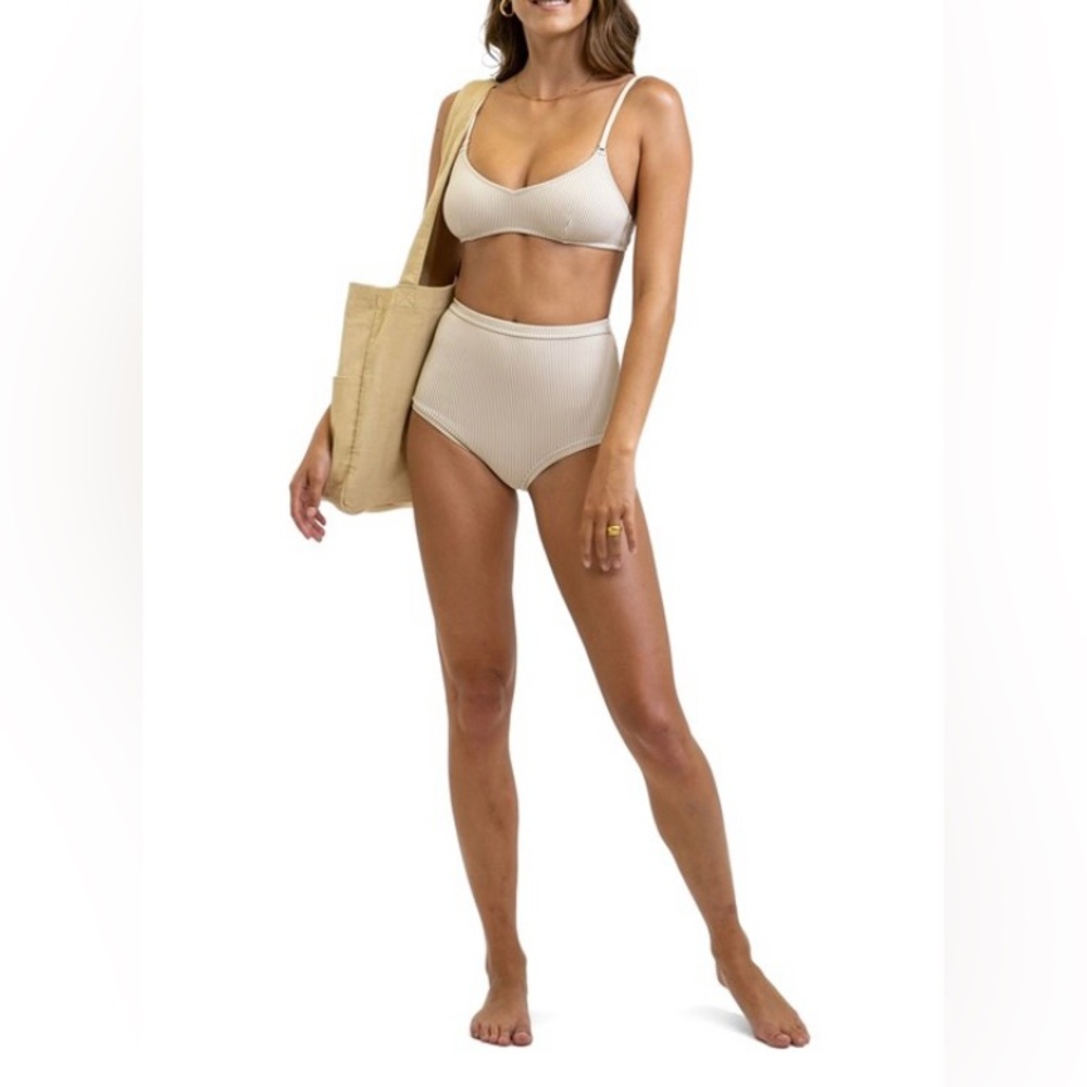 Rhythm Cream Ribbed High-Waist Bikini Set